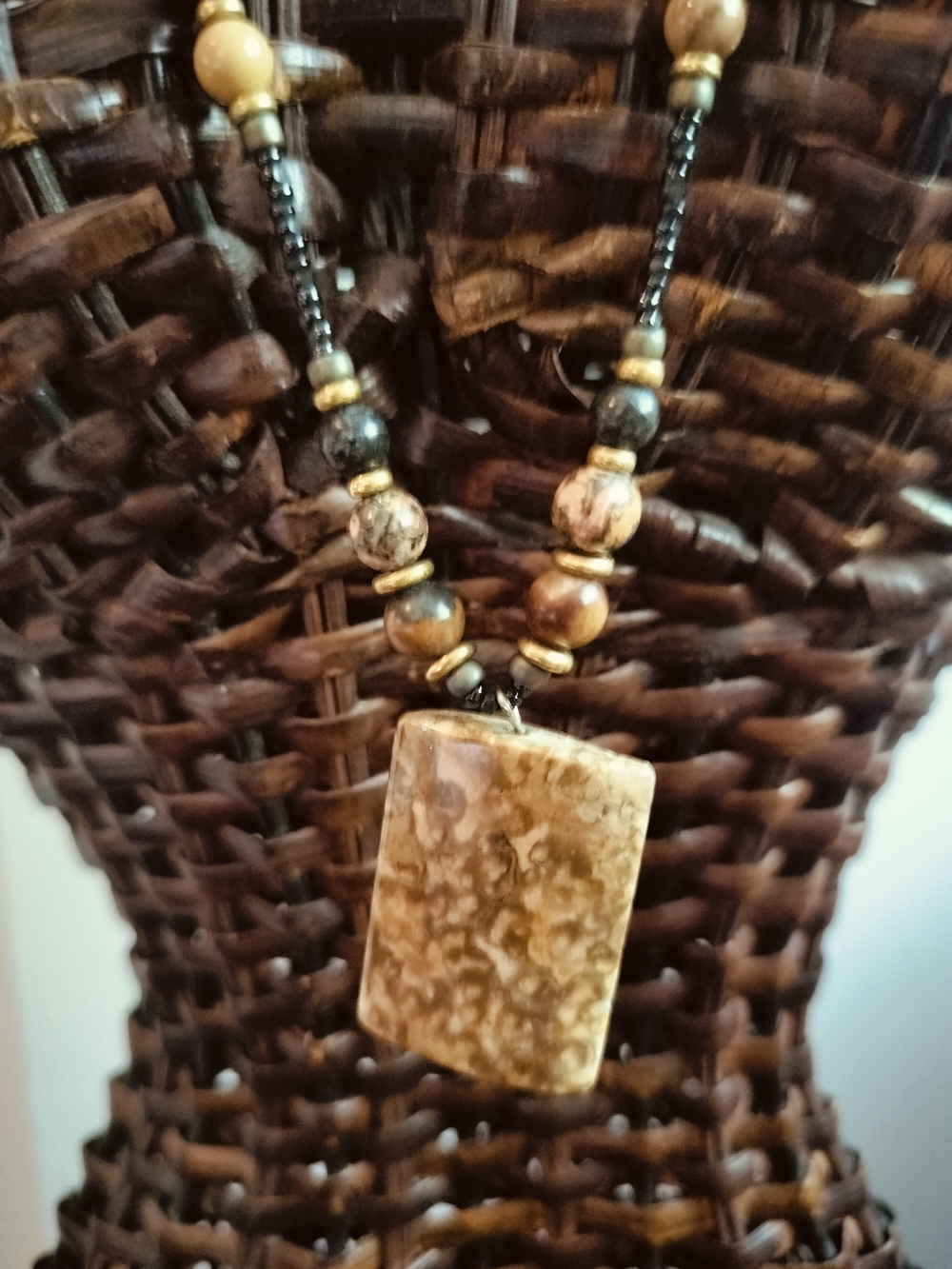 Natural Brown Stone Pendant Necklace - Women Jewelry